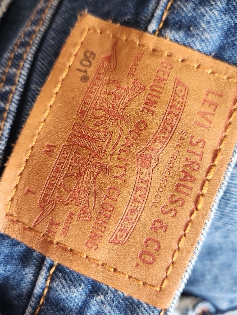 Levi's 501 Original Cropped Jeans 28 Charleston Fun Blue High Rise Button Fly - Picture 7 of 7